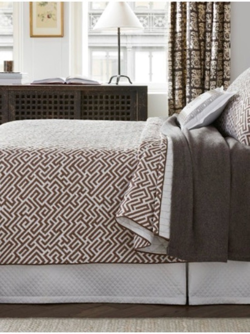 Matouk Schumacher Gabriel Full/queen Duvet Cover 90x96 corded edge mocha